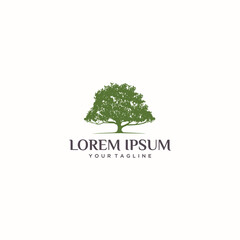 oak tree logo design,  Green tree logo design natural and abstract leaf Premium Vector
