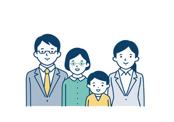 4人家族のイラスト・笑顔