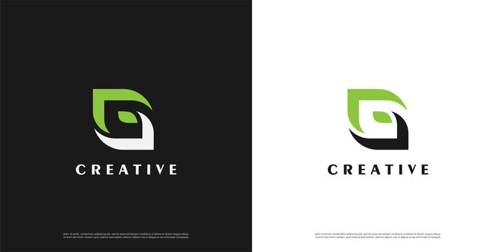 letter G logo leaf design, Minimalist G initial based vector icon.