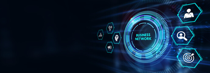 Business, Technology, Internet and network concept. Online Business Network. 3d illustration