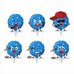 A Cute Cartoon design concept of snowflake blue candy singing a famous song