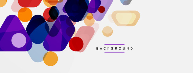 Color bubbles and rounded geometric shapes on white. Vector geometric minimal abstract background for wallpaper, banner, background, landing page