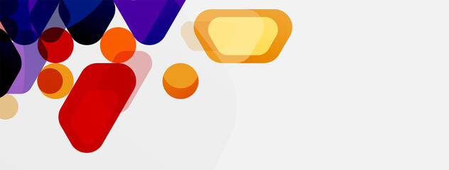 Color bubbles and rounded geometric shapes on white. Vector geometric minimal abstract background for wallpaper, banner, background, landing page