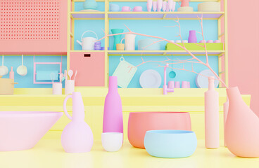 パステルカラーのキッチン雑貨のイメージ