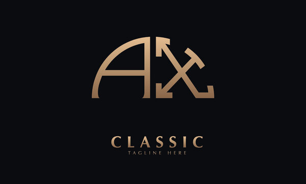 Alphabet AX or XA Half Illustration monogram vector logo template