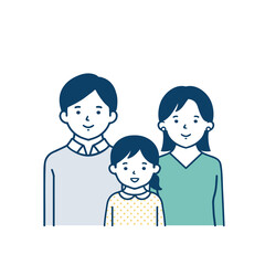 Obraz na płótnie Canvas 3人家族のイラスト・笑顔