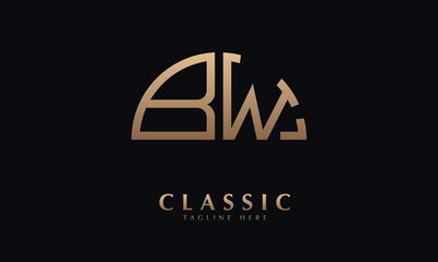Alphabet BW or WB Half Illustration monogram vector logo template