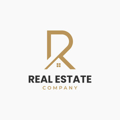 Modern and Minimalist Real Estate logo design with Initial Letter R
