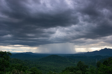 Nature environment Dark sky Big clouds Black moving storm clouds Thunderstorms on the horizon Time lapse Giant storms Fast moving Movie time Mea Mo, Lam pang Thailand.