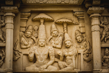 Beautiful Pallava architecture and exclusive sculptures at The Kanchipuram Kailasanathar temple, Oldest Hindu temple in Kanchipuram, Tamil Nadu - One of the best archeological sites in South India