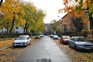 Budapest street in autumn, Hungary