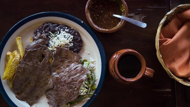 slow motion of typical mexican breakfast