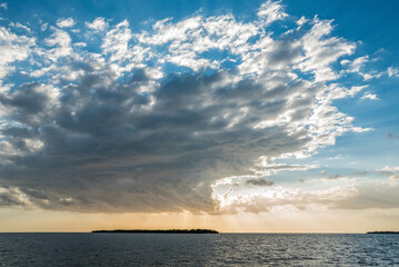 Scenic clouds during sunset over the sea in the Everglades NP