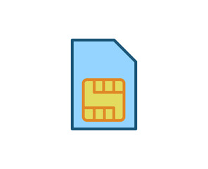 Line SIM card icon isolated on white background. Outline symbol for website design, mobile application, ui. Electronics pictogram. Vector illustration, editorial stroсk. 