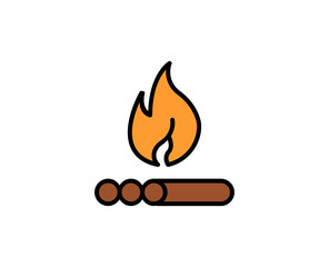 Campfire premium line icon. Simple high quality pictogram. Modern outline style icons. Stroke vector illustration on a white background. 