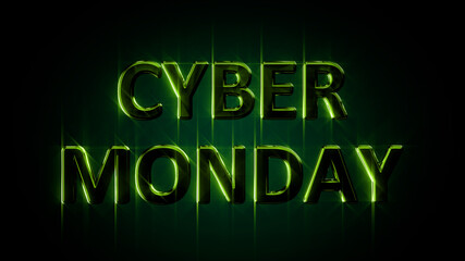 bright glowing text for cyber monday give-away, isolated - object 3D illustration