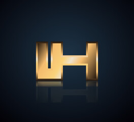 Obraz premium Modern Initial logo 2 letters Gold simple in Dark Background with Shadow Reflection IH