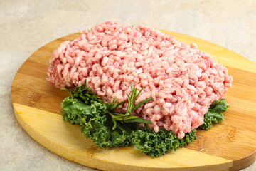 Raw pork minced meat for cooking