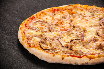 Pizza with meat and onion