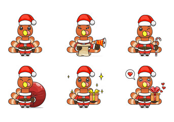 cute turkey set, animal character bundles in santa costumes, animals wearing christmas costumes. cartoon in kawaii style