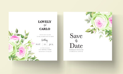 Beautiful floral and leaves wedding invitation card