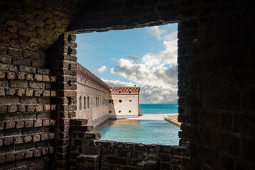 Paradisiac view on the beach from Fort Jefferson, Florida