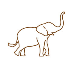 Monochrome elephant logo or icon vector outline artwork illustration