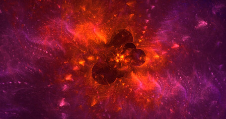 3D rendering abstract red fractal light background