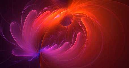 3D rendering abstract red fractal light background