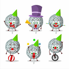 Cartoon character of snowflake cookies candy with various circus shows