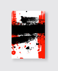 Black and Red ink brush stroke on white background. Japanese style.