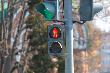 Red light at a pedestrian traffic light.