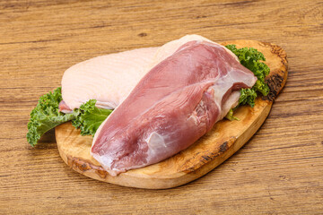 Raw duck breast for cooking