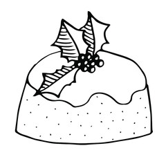 Chrismas pudding vector illustration, hand drawing doodle