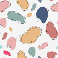 Trendy memphis seamless pattern in paste. Hipster abstract shapes. Vector hand drawn modern doodle.