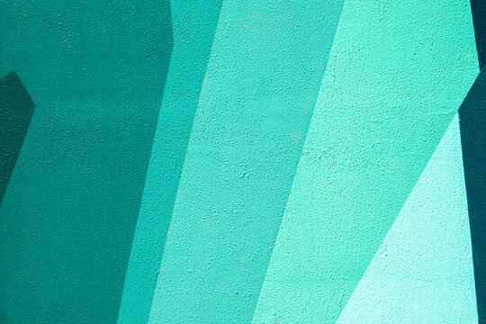 Gradient mint green teal urban wall texture. Modern pattern for wallpaper design. Creative urban city background for advertising mockups. Abstract open composition Minimal geometric style solid colors © Aleksandra Konoplya