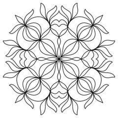 Easy mandala like flower or star, basic and simple mandalas Coloring Book for adults, seniors, and beginner. Digital drawing. Floral. Flower. Oriental. Book Page. Vector.	