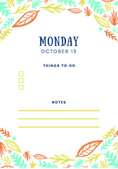 White with Colorful Illustrated Foliage General Personal Planner