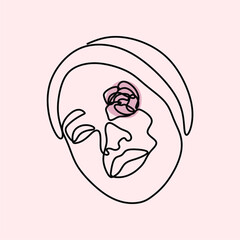 aesthetic abstract woman face continuous oneline single line art