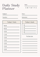 Beige Modern Minimal Study Planner