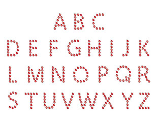 Alphabet from Christmas ball. Cute font from festive toy. Holiday text for New year and Christmas. Vector flat illustration