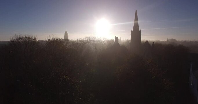 Morley, Leeds Yorkshire, England Aerial St. Marys Burnt Church Ruins

