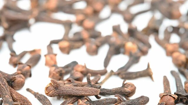 angle view herb DingXiang or Caryophylli Flos or Clove rotating