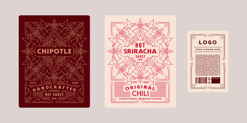 Template decorative label for chili sauce