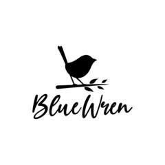 blue Wren bird,vector illustration, silhouette logo - obrazy, fototapety, plakaty