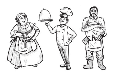 A selection of vector characters on the theme of food.