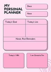 Cute Pink Abstract Personal Daily Planner