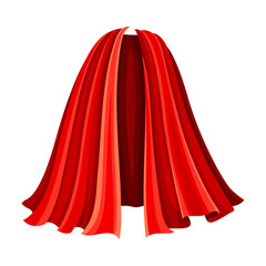 Red Cloak or Cape as Loose Silk Garment Worn Over Clothing Vector Illustration