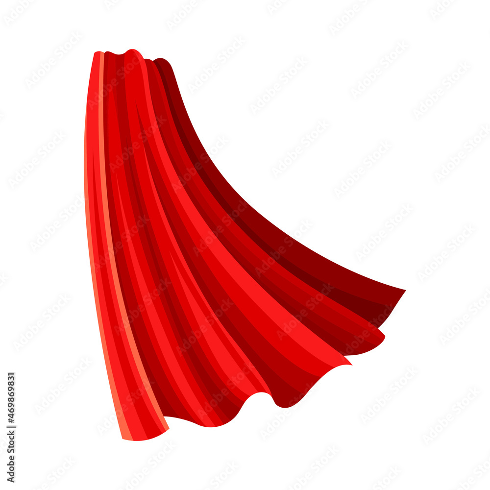 Canvas Prints Red Cloak or Cape as Loose Silk Garment Worn Over Clothing Vector Illustration