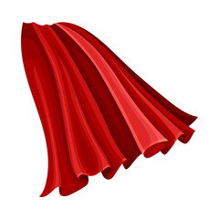 Red Cloak or Cape as Loose Silk Garment Worn Over Clothing Vector Illustration